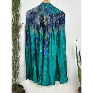 Pyjama vintage en soie recyclée Sari, style bohème, grandes jambes, avec cordon, confortable, pour la plage et la nuit, styles décontractés - Product Image 1