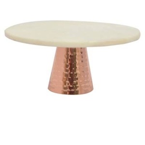 New Style Decorative <b>Marble</b> Top Hammered Design Birthday <b>Cake</b> Serving <b>Stand</b> In Shiny Copper Polished For Home Hotel Usage - Product Image 1