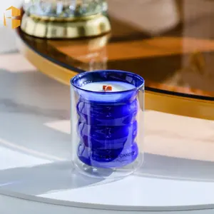 Vasos de vela hechos a mano Frascos de vidrio de doble capa pintados de lujo Portavelas para hacer velas