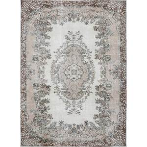 พรมขนสัตว์ถักมือสไตล์วินเทจ สีเบจและสีน้ำตาล ลายเหรียญรูปทรงสี่เหลี่ยมผืนผ้า ลวดลายนามธรรม สำหรับห้องนั่งเล่นหรือทางเดินในบ้าน รุ่น Pae-3294 - Product Image 1