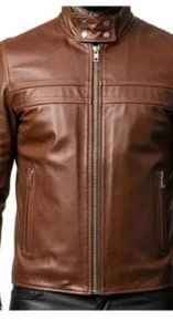 Blouson en cuir de moto de style vintage de haute qualité avec boutons et fermeture éclair, approvisionnement ODM - Product Image 4