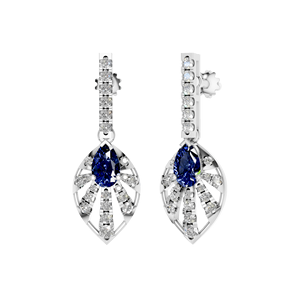 Boucles d'oreilles uniques 950 en platine saphir taille poire pierre précieuse Moissanite diamant balancent pour les fêtes cadeaux bijoux fins certifiés IGI - Product Image 3