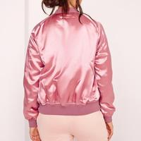 Veste bomber en satin rose pour femmes en gros avec tissu en tricot de coton Couleur rose bébé Star Figure Enterprises (Vérifié par PayPal)
