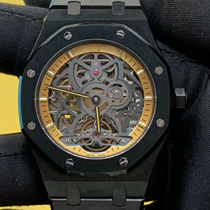 Reloj esqueleto automático japonés mecánico de acero inoxidable de tono negro de marca superior para hombres, moda deportiva a precio al por mayor - Product Image 1