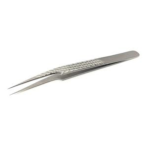 Pinzas de extensión de pestañas de acero inoxidable Premium con agarre de diamante pro pinzas de precisión rectas y de 90 grados para ventilador de belleza - Product Image 6