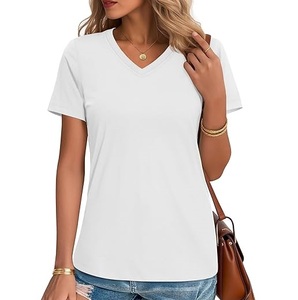 T-shirt à col en V 100% coton pour homme, modèle tendance de haute qualité, tee-shirt surdimensionné en vrac, uni, imprimé, coupe régulière, Oxford - Product Image 3