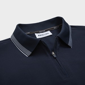 Aristino Men's for Polo 95% Algodón orgánico 5% Spandex Diseño de cremallera Patrón sólido Venta al por mayor Producto superior a precio caliente APS205AS0E - Product Image 3