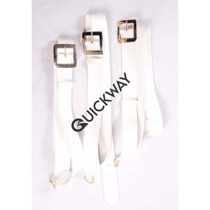 Cinturón de desfile Cinturón blanco de PVC con hebilla de servicio dorada - Product Image 5