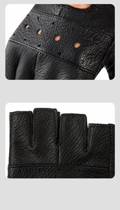 Guantes de cuero a prueba de viento de medio dedo para hombre y mujer, nudillos duros, sin dedos, verano, Moto, ciclismo, carreras, equipo de protección para deportes - Product Image 5