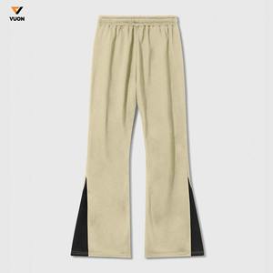 Pantalones de chándal acampanados de cintura alta personalizados para hombre, ropa de calle de pierna ancha recta y holgada desgastada de peso pesado, estampado de lavado oscuro - Product Image 3