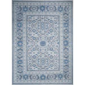 Alfombra de Lana Anudada a Mano Erbe Azul, Rectangular de 9x12, con Patrón de Medallón, para Decoración de Sala de Estar Juvenil - Product Image 1