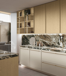 100% Made in Italy Luxury Modern Kitchen Cabinets – Premium Wooden Kitchen Island with Marble Top, Custom OEM/ODM - Product Image 5
