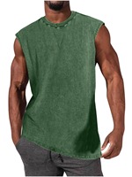 Tank Top Pria Berkualitas Tinggi Warna Hitam Acid Wash Enzyme Wash Desain Terbaru 2025 Custom Bernapas Ukuran Besar Bahan Rajut Streetwear