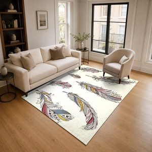 Tapis de salon multicolores neutres modernes vintage imprimés numériquement, lavables en machine, en chenille, antidérapants, vente en gros RUGS DEPOT LXDP-1043 - Product Image 2