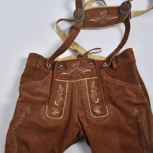 Pantalones cortos bávaros de alta calidad personalizados, pantalones cortos de cuero genuino bordados Lederhosen, traje tradicional alemán marrón - Product Image 4