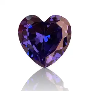 美丽的蓝色紫色坦桑石戒指尺寸宝石优秀心形Size-10x10x6MM克拉-6.25高品质新宝石