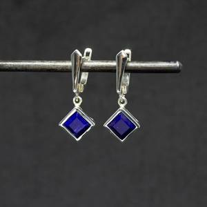 Wholesale Awesome Natural Lapis Lazuli Square Gemstone 925 Solid Sterling Silver Handmade Earring Women Jewellery <b>Gift</b> <b>for</b> <b>Her</b> - Product Image 1