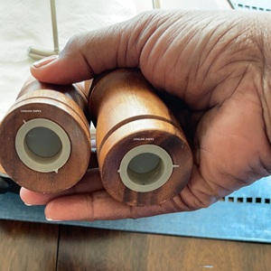 Manual Refillable Acacia Wood <b>Salt</b> and <b>Pepper</b> Shaker <b>Set</b> Natural Wooden Spice Dispensers for Kitchen, Dining, and Tabletop Use - Product Image 3