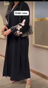 Elegant Modest Hand Embroidered Women's Imported Premium Abaya with Floral Sleeves Formal Traditional Dubai Breathable <b>Cloth</b> - Product Image 3