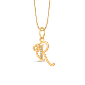 Colgante chapado en oro con letra R adornada con tachuelas - Product Image 4