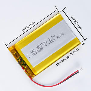 Литий-полимерный (LiPo) аккумулятор HHS 503759 3.7V 1200mAh для высоких температур в мягком корпусе с сертификатами KC, UL1642, UN38.3, CE, CB - Product Image 2