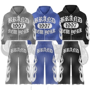 2025 nuevo estilo, producto transpirable, algodón puro, superventas, dos piezas, estampado de letras con capucha, estampado de soplo para hombres, traje gráfico personalizado - Product Image 6