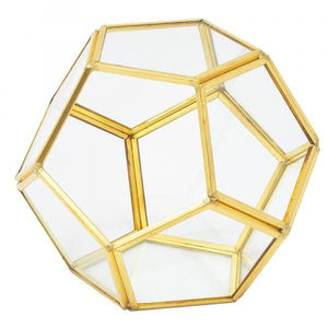 Shiny Gold Finished Clear <b>Glass</b> Geometric <b>Terrarium</b> Vase Garden Decorative Tabletop Home Office Restaurants Decorative Usage - Product Image 2
