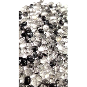 755ชิ้นของ rutile QUARTZ สีดำธรรมชาติ6x4 7x5 8 9x7 10x8 11x9มม. รูปไข่5 6 7 8 9มม. ทรงกลม Cabochon 925 CTS $111 - Product Image 2