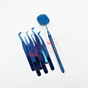 Pinzas de pestañas de 45 grados de acero inoxidable ligeras con muestra gratis, herramienta de belleza con logotipo personalizado para extensión de pestañas - Product Image 3