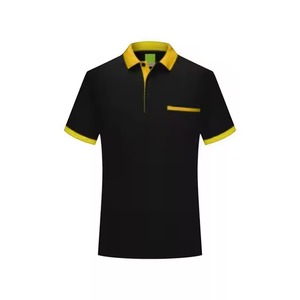 Hombres de calidad premium para Polos Nueva tendencia Cuello amarillo de verano con bolsillo Negro para camiseta de polo - Product Image 4