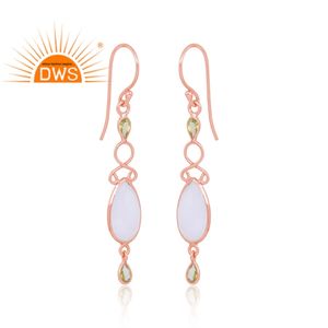 Venta caliente 925 plata esterlina 18K Flash chapado en oro peridoto y lavanda Calcedonia piedra preciosa Demi joyería fina para mujeres - Product Image 3