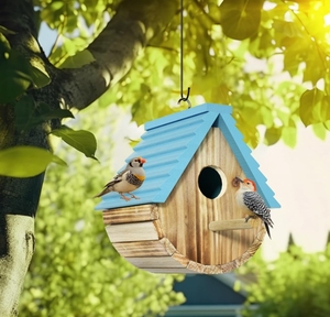 Personalizzare brillante blu e verde poli legname appeso Wren casa di legno uccello casa per piccoli animali per giardini all'aperto - Product Image 2