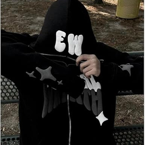 Sudaderas con capucha con cremallera de cara completa con estampado de hojaldre 3D para hombre, sudaderas con cremallera personalizadas de peso pesado 480 GSM, ropa informal negra para hombre, sudaderas con capucha de hojaldre - Product Image 5