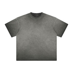 Camiseta recortada en blanco lavada con ácido gris desgastado de 300gsm de algodón 100% de alta calidad para mujer para impresión Digital personalizada - Product Image 4