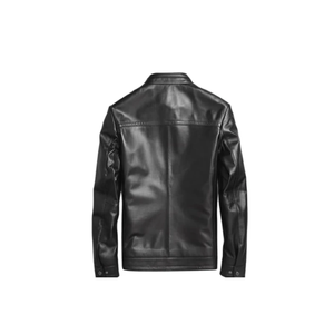 แจ็กเก็ตหนัง PU สีดำทรงสลิมฟิตสำหรับผู้ชาย - Product Image 2