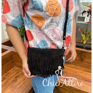 2024 mode femmes fronde sac à bandoulière dames de haute qualité daim cuir frange petit sac à bandoulière dames gland sac à main sac à main - Product Image 1