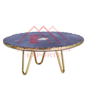 Metal <b>Frame</b> Wooden Top Cake Stand for Birthday Party Decorative Metal Cake Serving Stand - Product Image 6