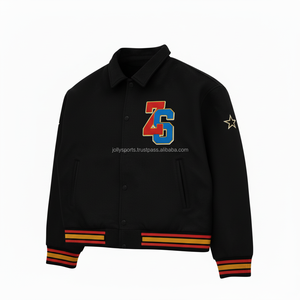 Veste universitaire de luxe en laine épaisse doublure intérieure souple noire avec poignets et ourlet côtelés veste universitaire en chenille personnalisée pour homme - Product Image 3