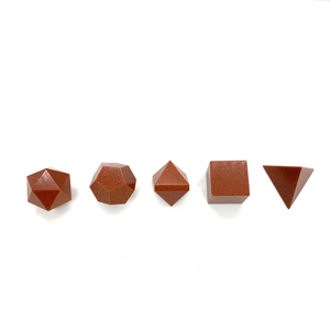 Cristal rouge golstone géométrie 5 pièces ensemble sculpté pierre naturelle sacrée pour la guérison des solides platoniques formes géométriques uniques - Product Image 6