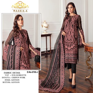 Nuevo traje exclusivo de Georgette con bordado de zorro floreciente pesado ropa paquistaní con trabajo de secuencia para exportación India - Product Image 6