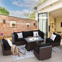 Meubles de jardin, patio personnalisé de haute qualité, résistant aux intempéries, noir, ensemble de canapés d'extérieur avec foyer