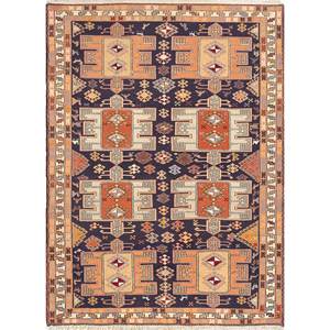 Tapis en laine noué à la main Kiaan Blue Pae-5286, motif géométrique, tapis de salon 9x12 rectangulaire pour la décoration de la maison et le couloir - Product Image 1