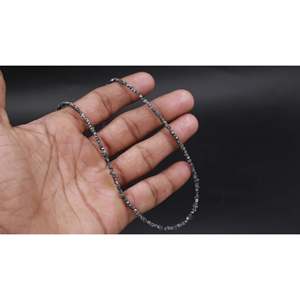 925 Sterling Silver Raw Rough Diamond <b>Cube</b> Necklace 1.5-2.5 mm Geometric Shape Black Unisex - Product Image 2