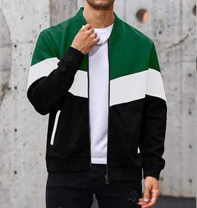 Blouson aviateur personnalisé pour hommes manteau universitaire coupe-vent à blocs de couleurs veste de sport décontractée à fermeture éclair veste de couleurs contrastées pour hommes - Product Image 2