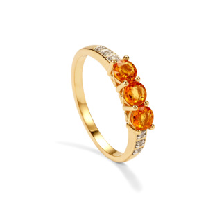 Bague en saphir Padparadscha plaqué or 18 carats avec zircon blanc 1,11 ct, style incrustation tendance - Product Image 1