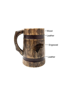 Mug en bois classique personnalisé gravé de style américain - Réutilisable et portable pour les festivals Renaissance et le LARP (Jeu de rôle en direct) - Product Image 6