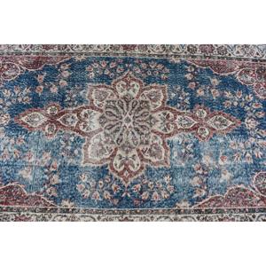 Alfombra Turca, Alfombra Decorativa Vintage de 3.6x6.46 pies, Alfombra Abstracta Azul y Roja - Product Image 4