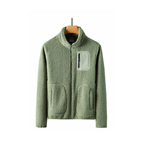 Hot Sale <b>Men's</b> Stand Collar Polar Fleece <b>Sherpa</b> <b>Jacket</b> Custom Outdoor Casual Knitted <b>Jacket</b> - Product Image 3