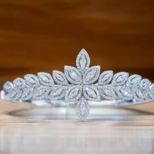 Bracelet jonc fleur en or blanc avec diamants charme floral tennis de luxe femmes hommes manchette filles mariage Bracelet cadeau pour elle - Product Image 3