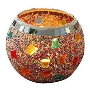 New Arrival Available Round <b>Candle</b> Jar <b>Glass</b> Crackle Mosaic <b>Candle</b> <b>Holder</b> Tea Light <b>Holder</b> Votive Best for Home Decoration - Product Image 3